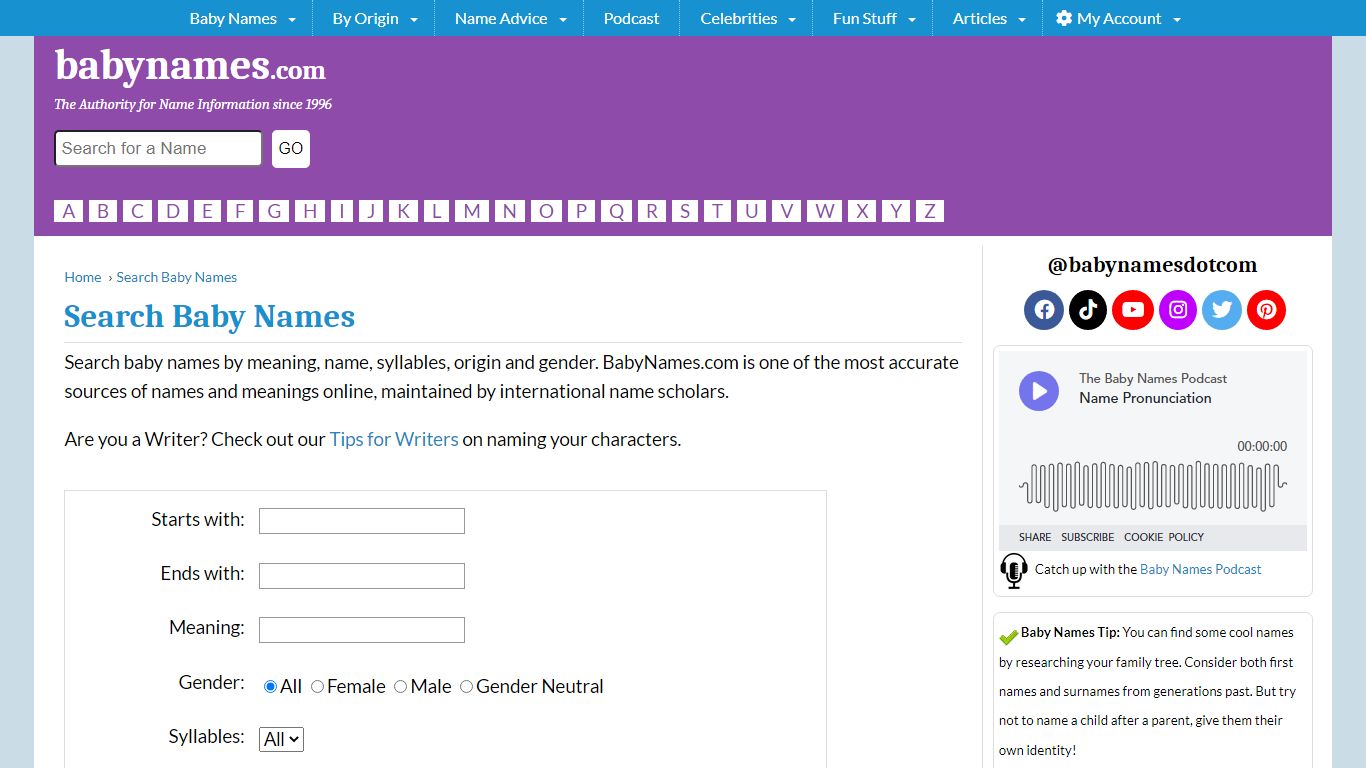 Search Baby Names by Name, Meaning, Origin, Syllables